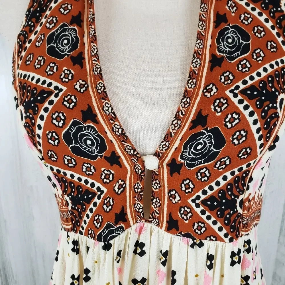 Free People Charlotte Halter Babydoll Top Sz XS - Picture 3 of 9